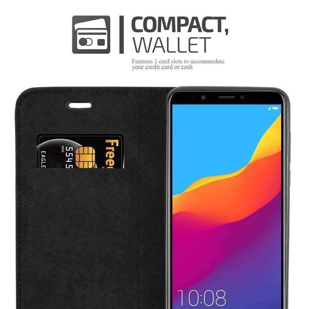 Cadorabo Hülle für Honor 7C / Huawei Y7 2018 Schutz Hülle in Schwarz Handyhülle Etui Case Cover Magnetverschluss