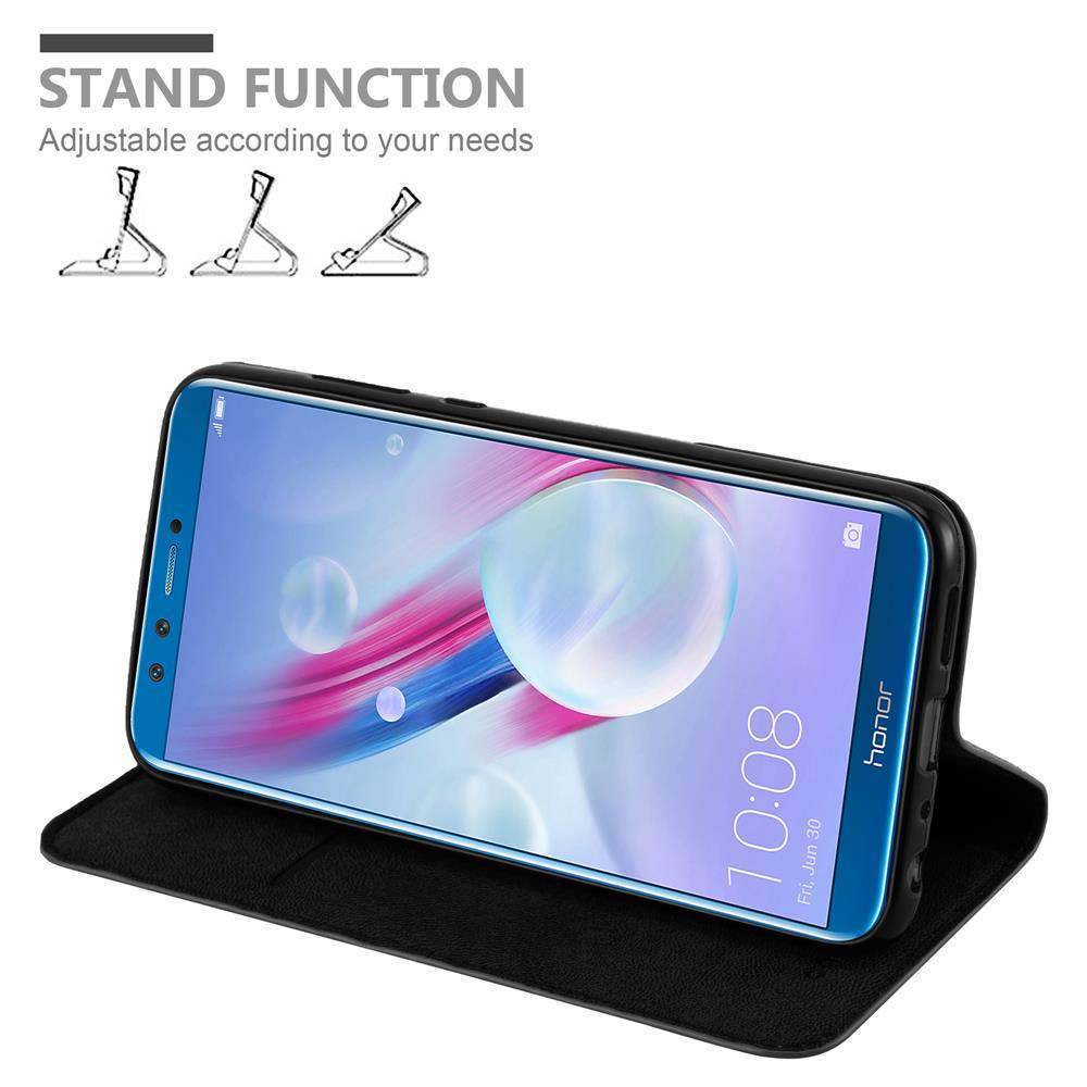 Cadorabo Hülle für Honor 9 LITE Schutz Hülle in Schwarz Handyhülle Etui Case Cover Magnetverschluss