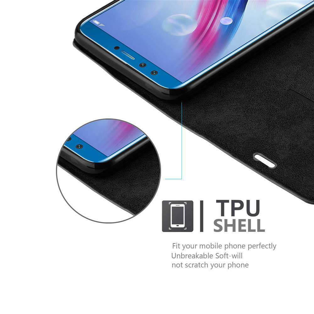 Cadorabo Hülle für Honor 9 LITE Schutz Hülle in Schwarz Handyhülle Etui Case Cover Magnetverschluss