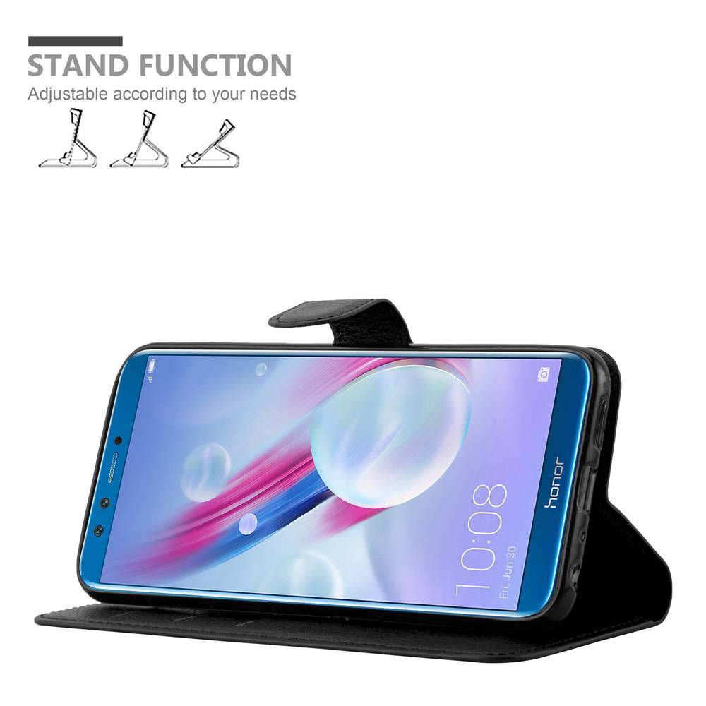 Cadorabo Hülle für Honor 9 LITE Schutz Hülle in Schwarz Handyhülle Etui Case Cover Magnetverschluss