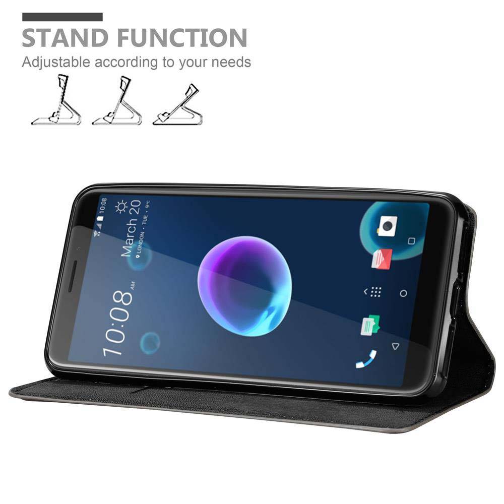 Cadorabo Hülle für HTC Desire 12 Schutz Hülle in Braun Handyhülle Etui Case Cover Magnetverschluss