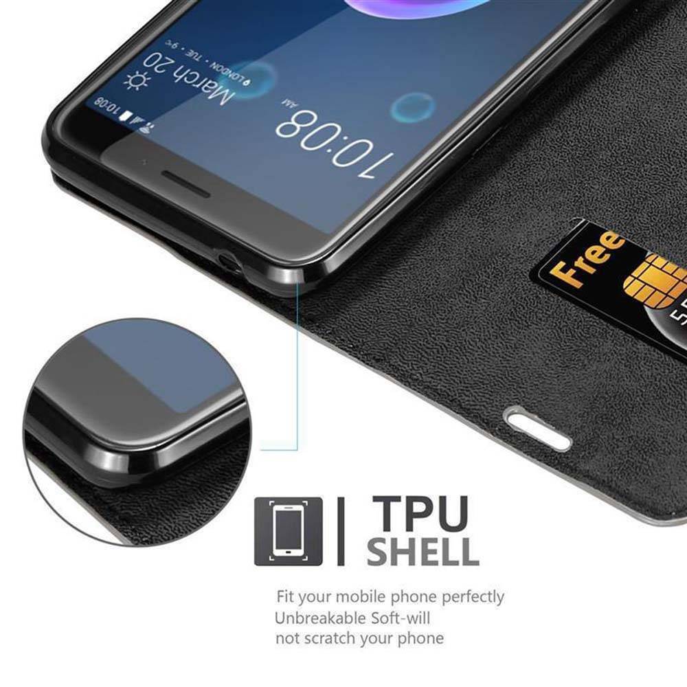 Cadorabo Hülle für HTC Desire 12 Schutz Hülle in Braun Handyhülle Etui Case Cover Magnetverschluss