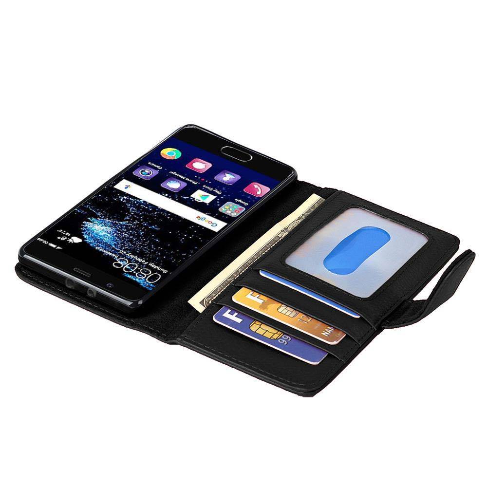 Cadorabo Hülle für Huawei P10 in Schwarz Backcover Handy Schutz Hülle Book Case Booklet Kartenfächer