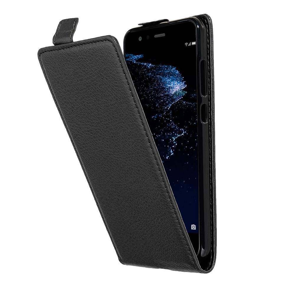 Cadorabo Schutzhülle für Huawei P10 LITE Hülle in Schwarz Flip Etui Handyhülle Case Cover Kunstleder