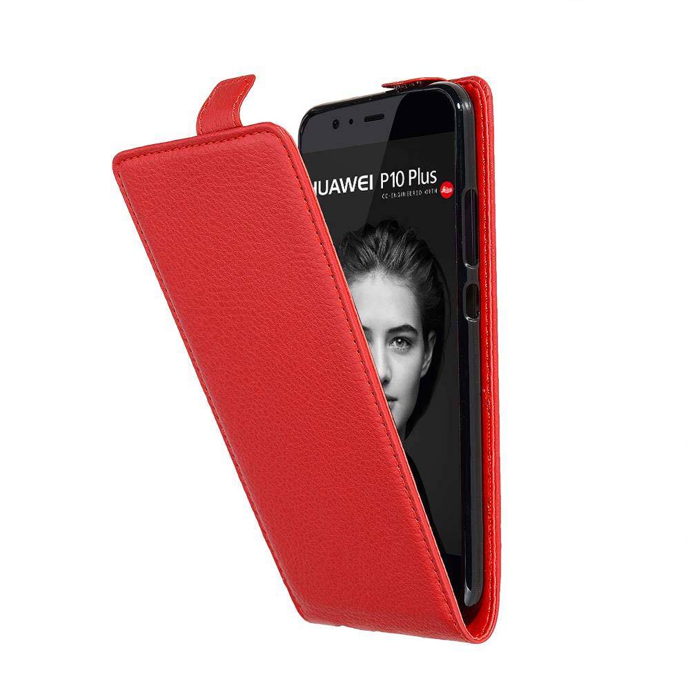 Cadorabo Schutzhülle für Huawei P10 PLUS Hülle in Rot Flip Etui Handyhülle Case Cover Kunstleder