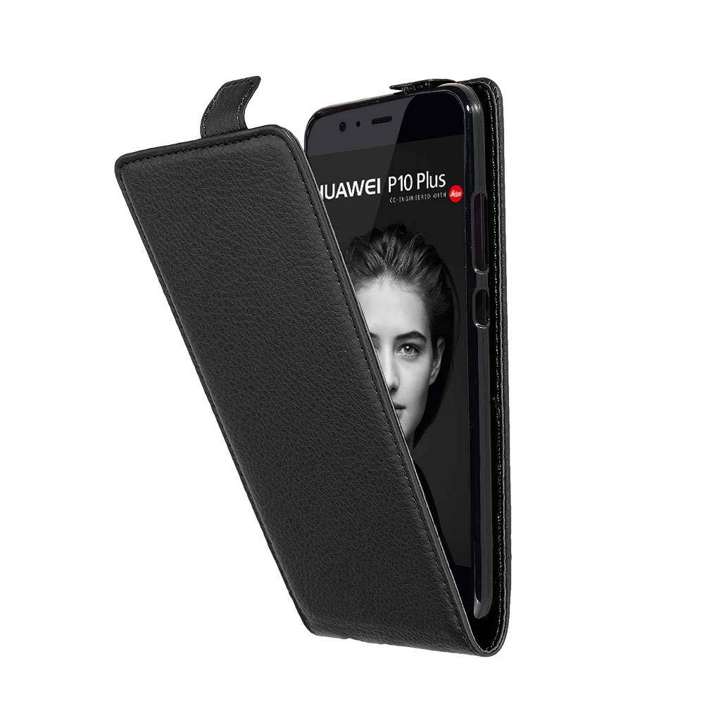 Cadorabo Schutzhülle für Huawei P10 PLUS Hülle in Schwarz Flip Etui Handyhülle Case Cover Kunstleder