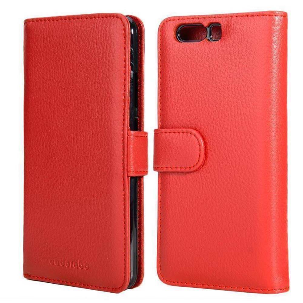 Cadorabo Hülle für Huawei P10 PLUS in Rot Backcover Handy Schutz Hülle Book Case Booklet Kartenfächer
