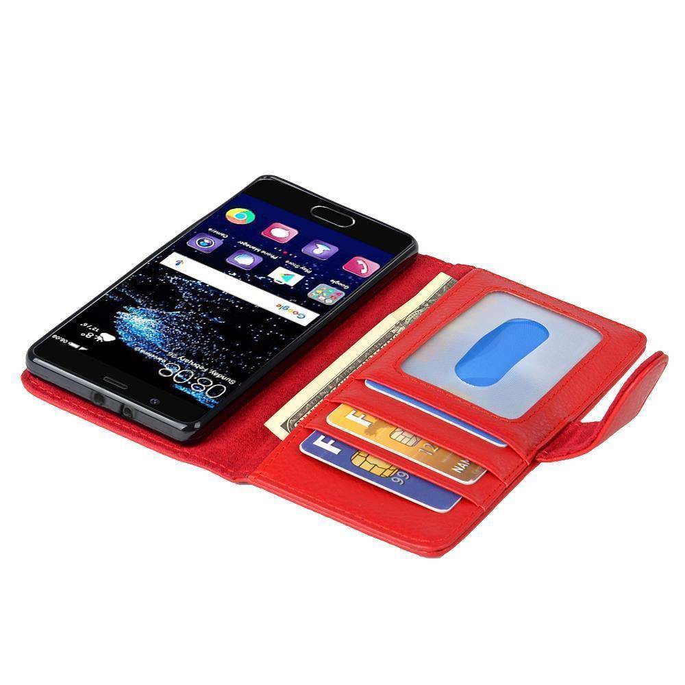 Cadorabo Hülle für Huawei P10 PLUS in Rot Backcover Handy Schutz Hülle Book Case Booklet Kartenfächer