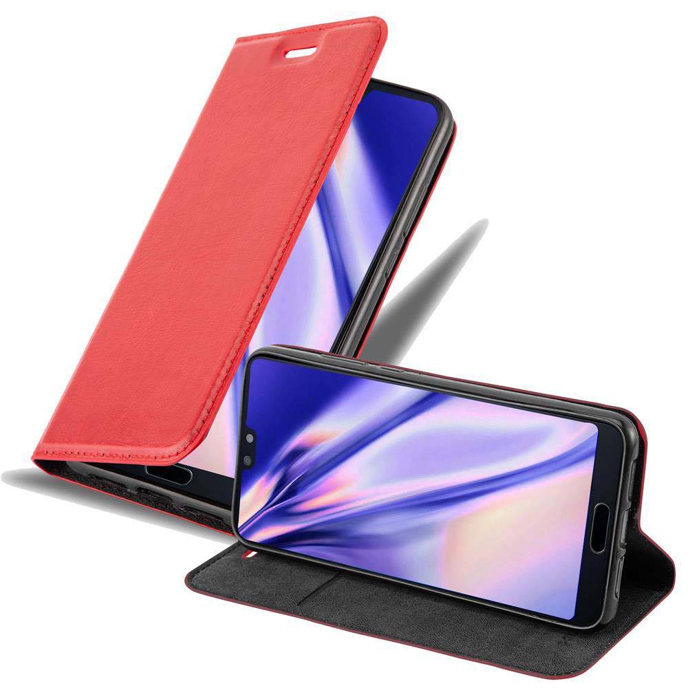 Cadorabo Hülle für Huawei P20 Schutz Hülle in Rot Handyhülle Etui Case Cover Magnetverschluss