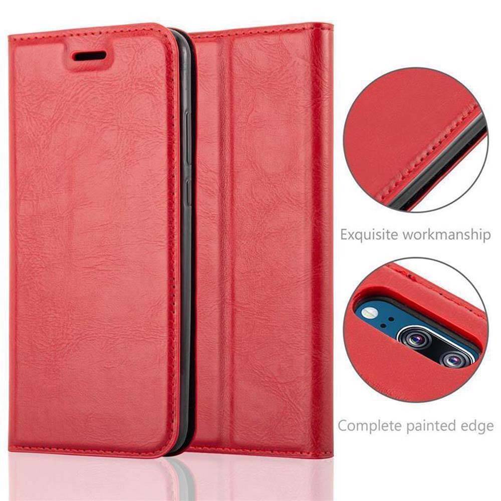 Cadorabo Hülle für Huawei P20 Schutz Hülle in Rot Handyhülle Etui Case Cover Magnetverschluss