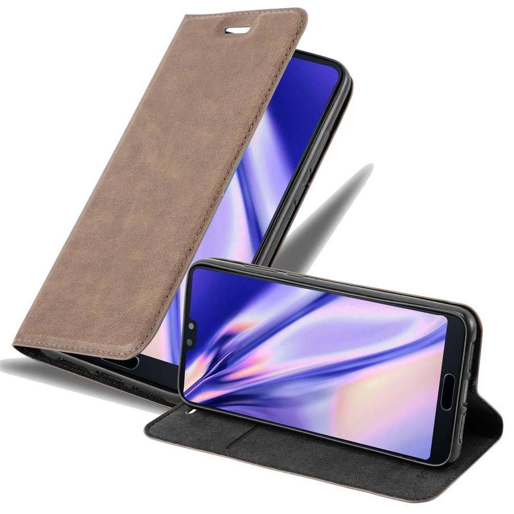 Cadorabo Handy Hülle für Huawei P20 Hülle in KAFFEE BRAUN , Schutzhülle Tasche case cover mit Kartenfach, Standfunktion, Magnetverschluss
