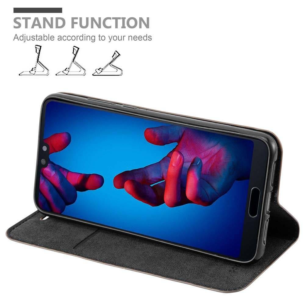 Cadorabo Handy Hülle für Huawei P20 Hülle in KAFFEE BRAUN , Schutzhülle Tasche case cover mit Kartenfach, Standfunktion, Magnetverschluss