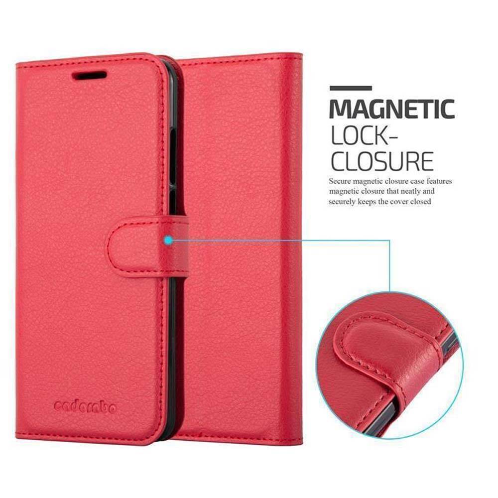 Cadorabo Hülle für Huawei P20 Schutz Hülle in Rot Handyhülle Etui Case Cover Magnetverschluss