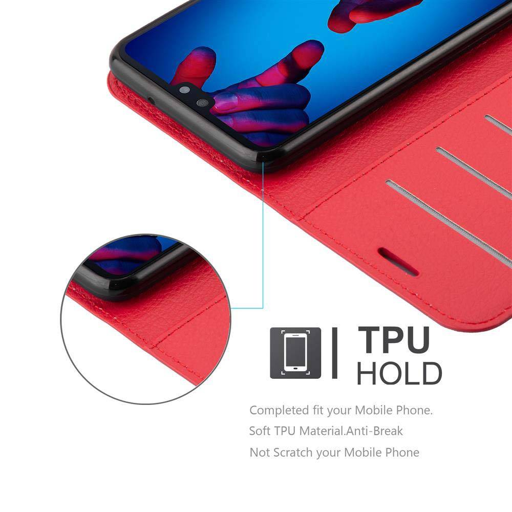 Cadorabo Hülle für Huawei P20 Schutz Hülle in Rot Handyhülle Etui Case Cover Magnetverschluss