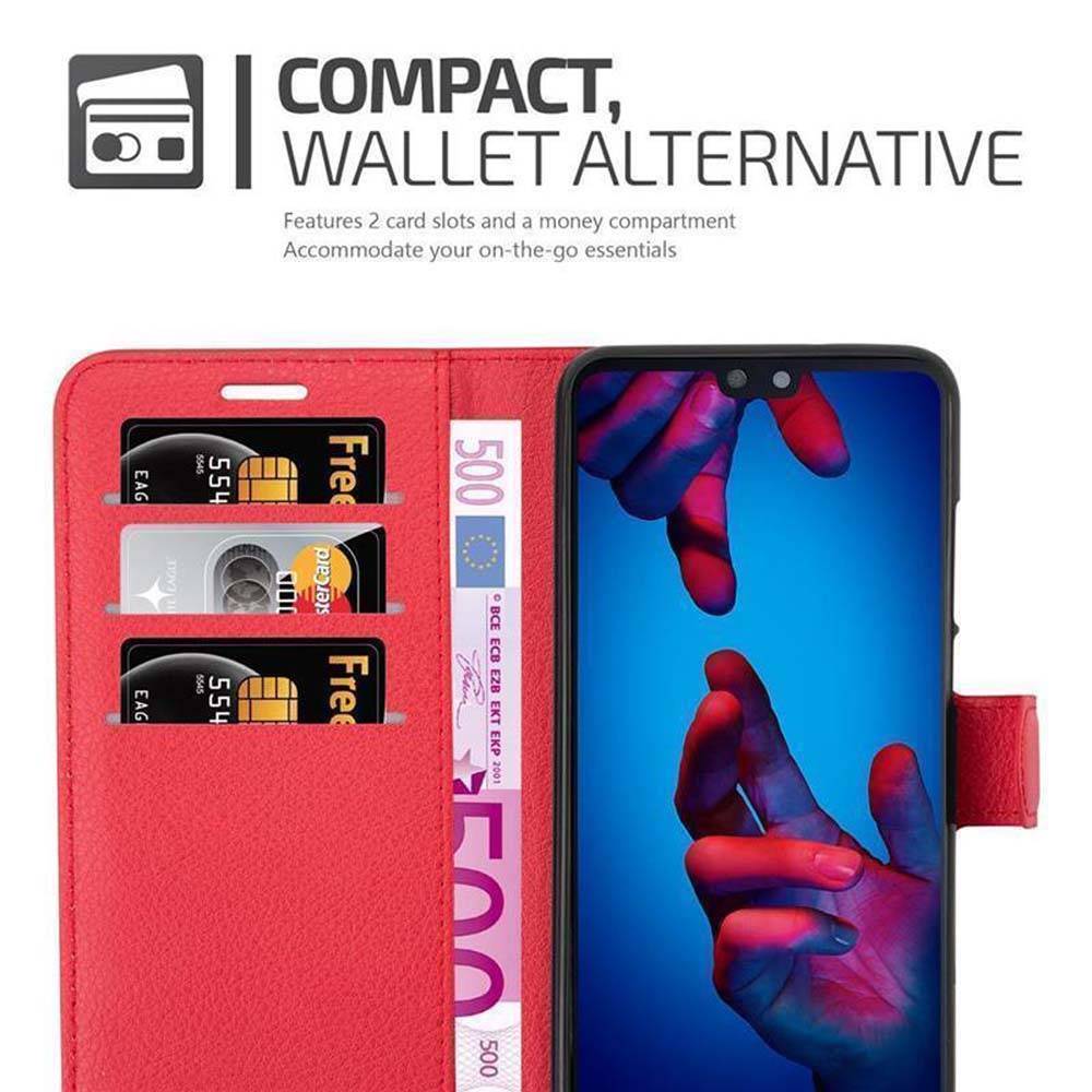 Cadorabo Hülle für Huawei P20 Schutz Hülle in Rot Handyhülle Etui Case Cover Magnetverschluss