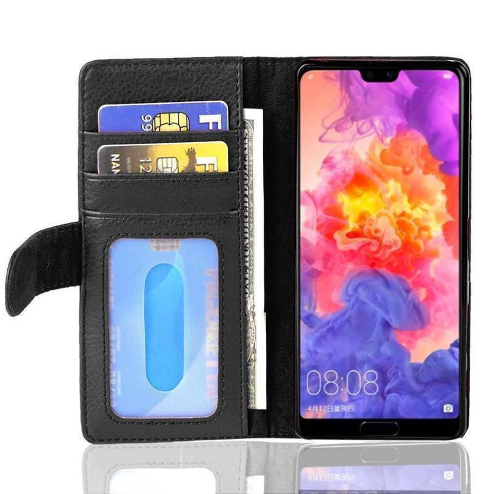 Cadorabo Hülle für Huawei P20 in Schwarz Backcover Handy Schutz Hülle Book Case Booklet Kartenfächer