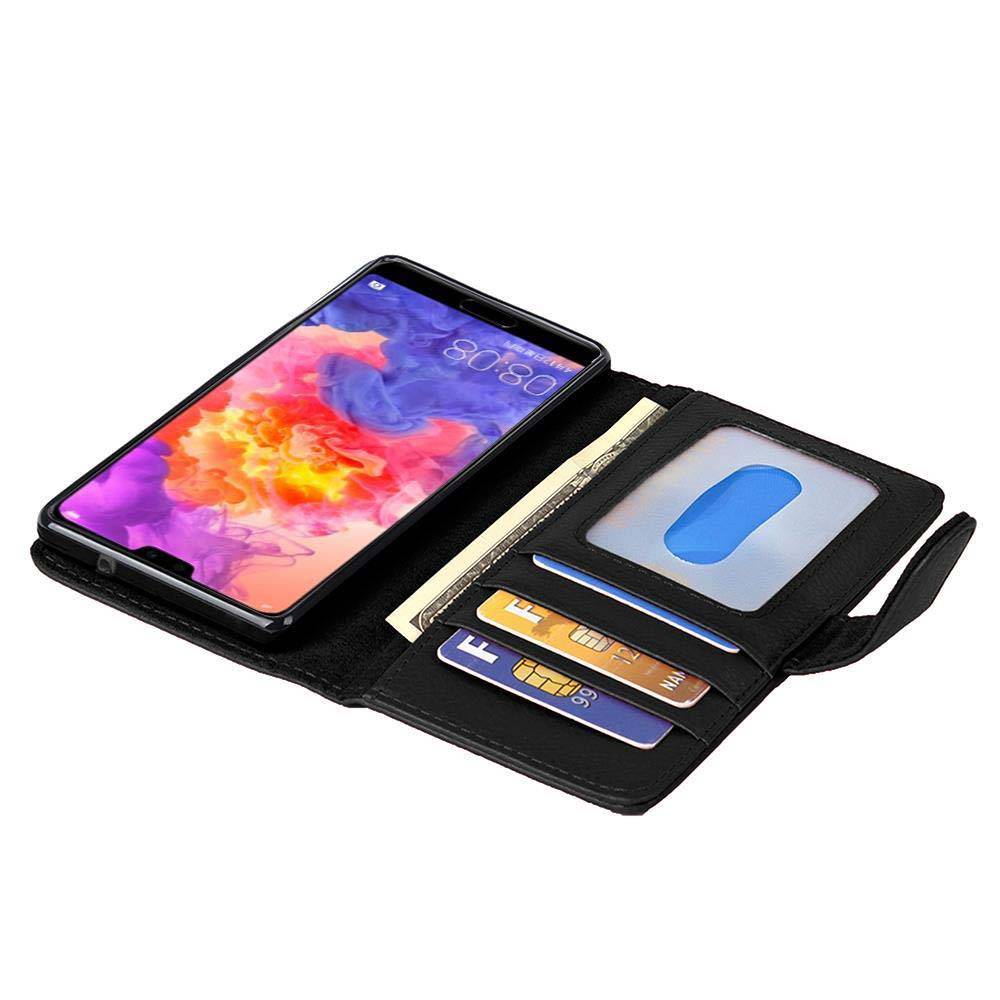 Cadorabo Hülle für Huawei P20 in Schwarz Backcover Handy Schutz Hülle Book Case Booklet Kartenfächer