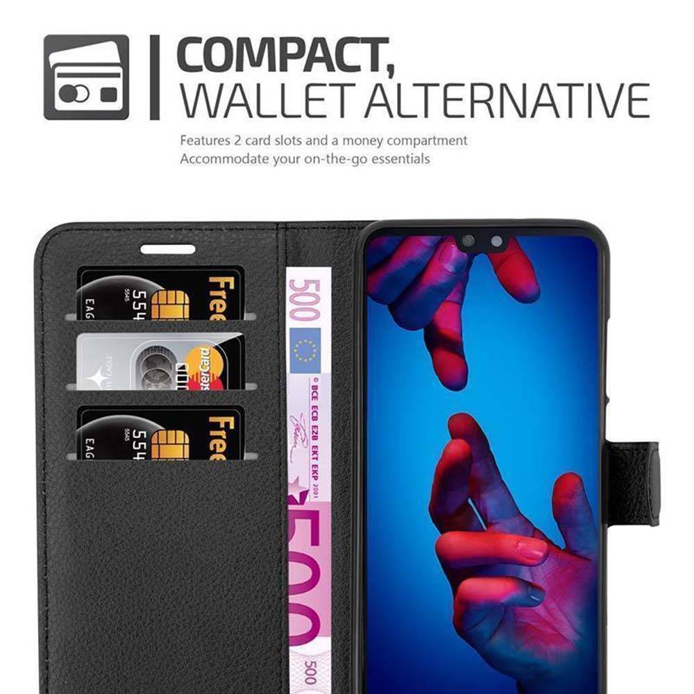 Cadorabo Hülle für Huawei P20 Schutz Hülle in Schwarz Handyhülle Etui Case Cover Magnetverschluss