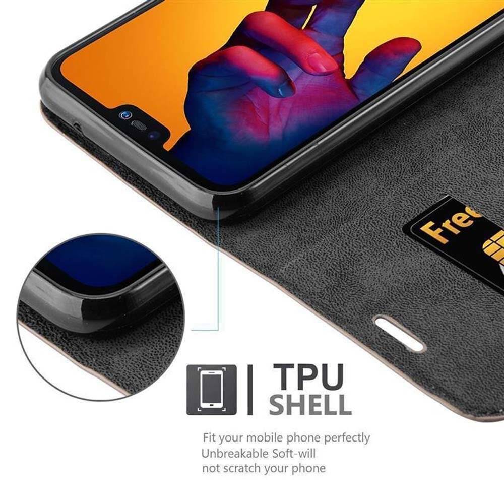 Cadorabo Handy Hülle für Huawei P20 LITE Hülle in KAFFEE BRAUN , Schutzhülle Tasche case cover mit Kartenfach, Standfunktion, Magnetverschluss