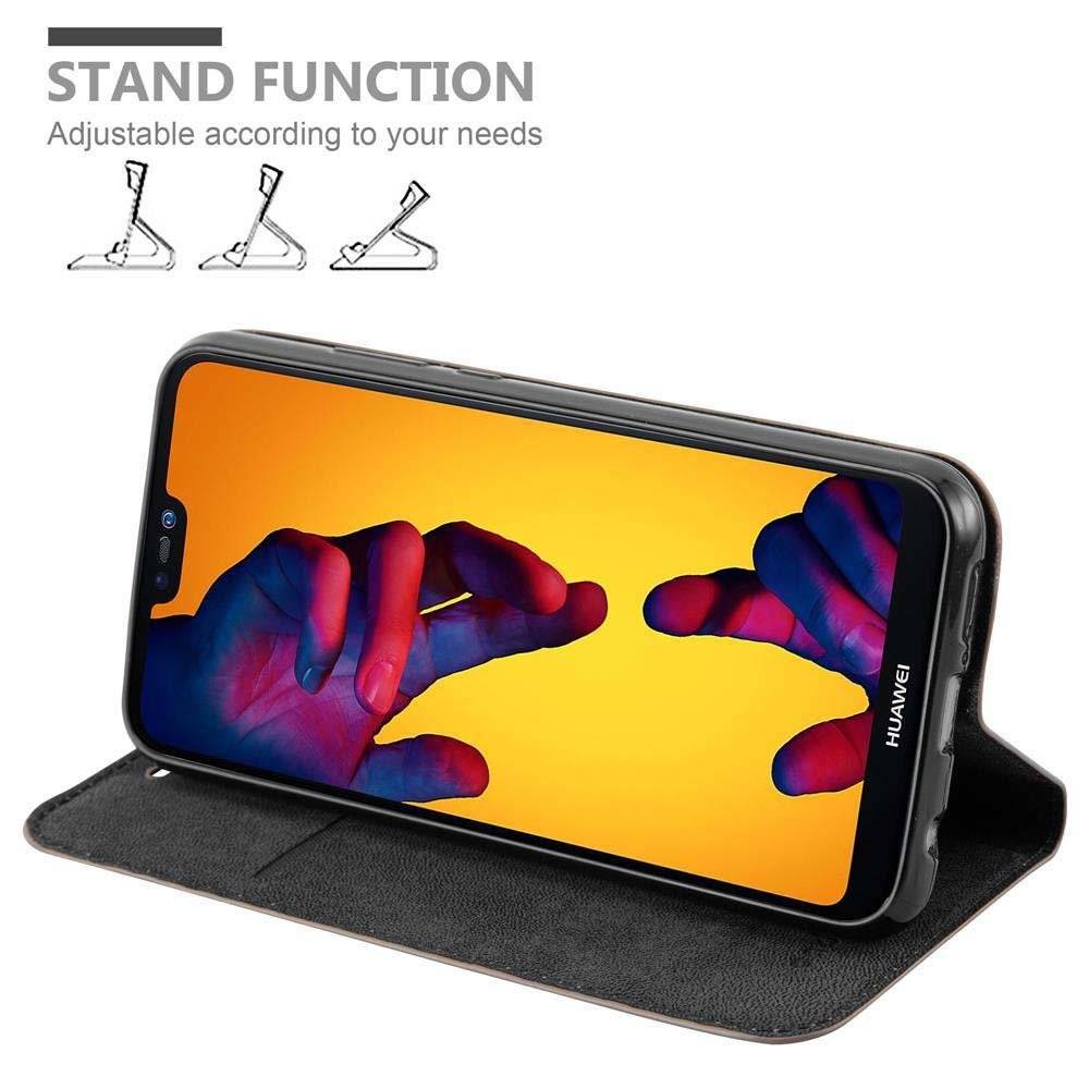 Cadorabo Handy Hülle für Huawei P20 LITE Hülle in KAFFEE BRAUN , Schutzhülle Tasche case cover mit Kartenfach, Standfunktion, Magnetverschluss