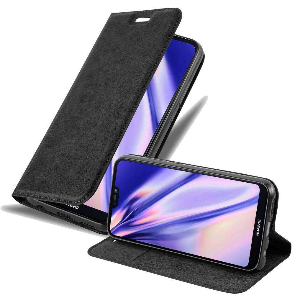 Cadorabo Hülle für Huawei P20 LITE 2018 / NOVA 3E Schutz Hülle in Schwarz Handyhülle Etui Case Cover Magnetverschluss