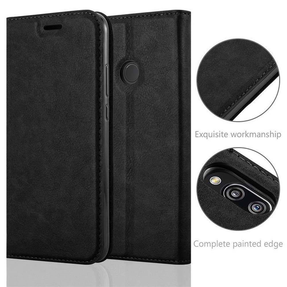Cadorabo Hülle für Huawei P20 LITE 2018 / NOVA 3E Schutz Hülle in Schwarz Handyhülle Etui Case Cover Magnetverschluss