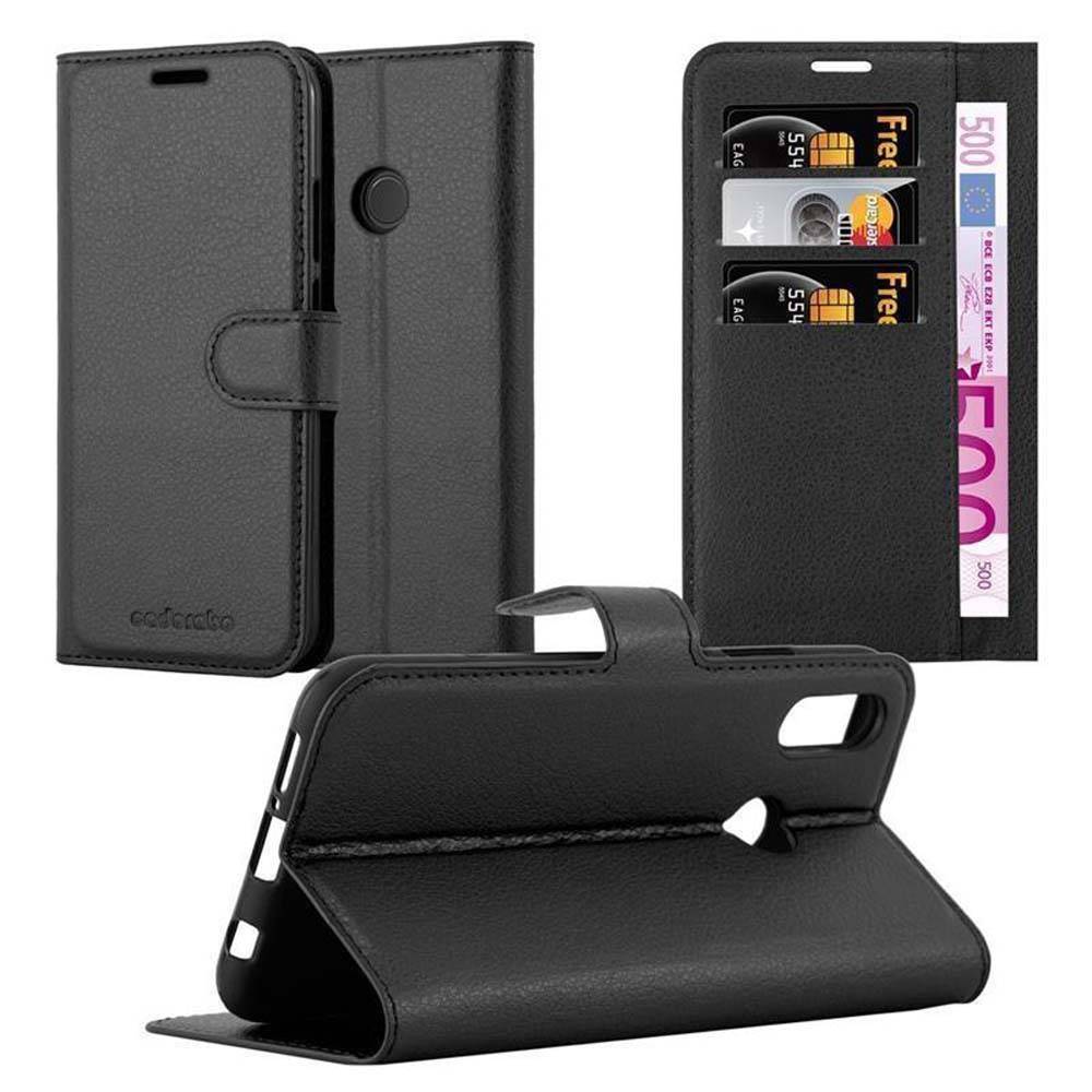 Cadorabo Hülle für Huawei P20 LITE 2018 / NOVA 3E Schutz Hülle in Schwarz Handyhülle Etui Case Cover Magnetverschluss