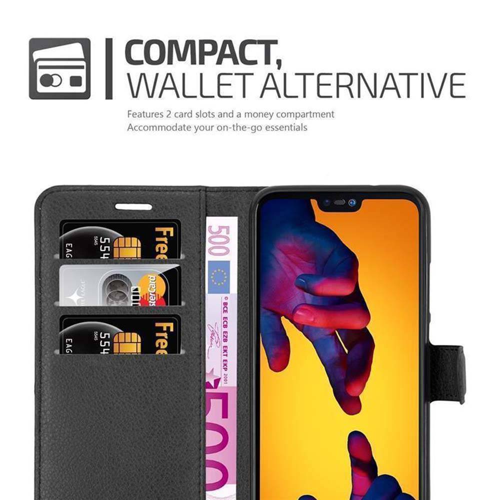 Cadorabo Hülle für Huawei P20 LITE 2018 / NOVA 3E Schutz Hülle in Schwarz Handyhülle Etui Case Cover Magnetverschluss