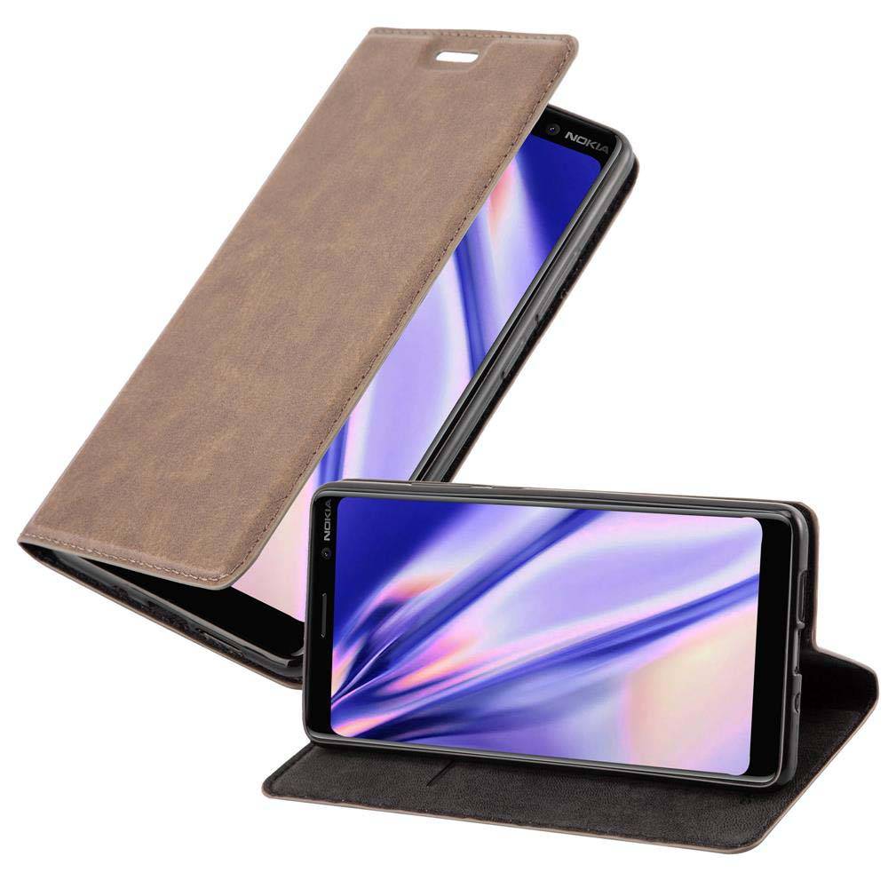 Cadorabo Hülle für Nokia 7 PLUS Schutz Hülle in Braun Handyhülle Etui Case Cover Magnetverschluss