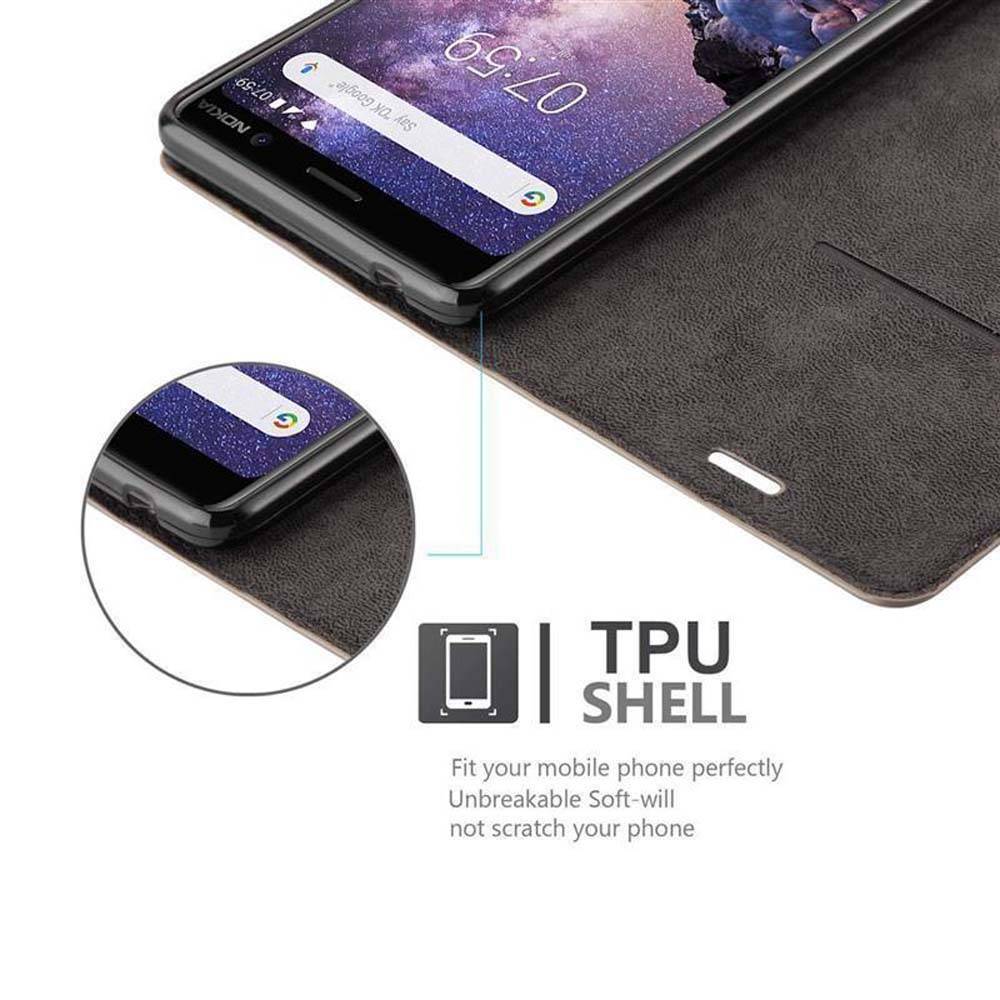 Cadorabo Hülle für Nokia 7 PLUS Schutz Hülle in Braun Handyhülle Etui Case Cover Magnetverschluss