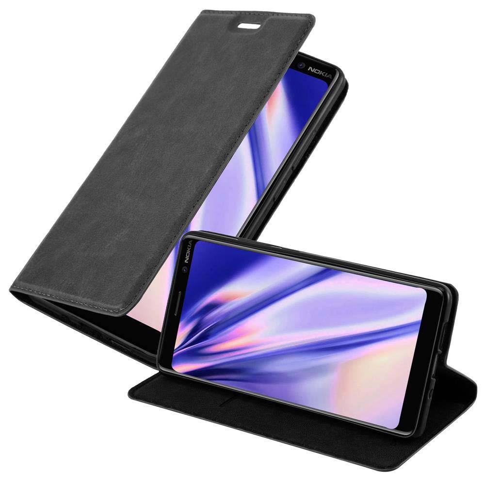 Cadorabo Hülle für Nokia 7 PLUS Schutz Hülle in Schwarz Handyhülle Etui Case Cover Magnetverschluss