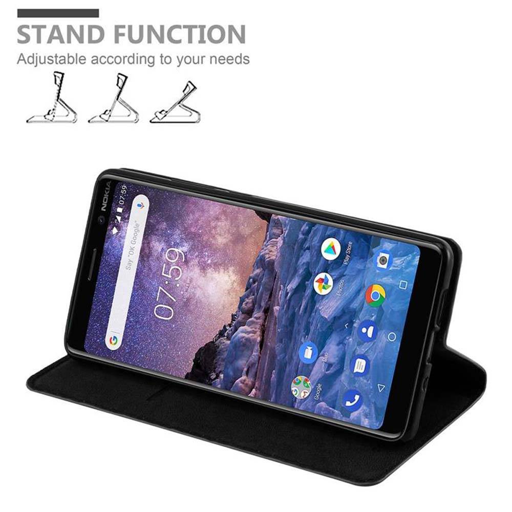 Cadorabo Hülle für Nokia 7 PLUS Schutz Hülle in Schwarz Handyhülle Etui Case Cover Magnetverschluss