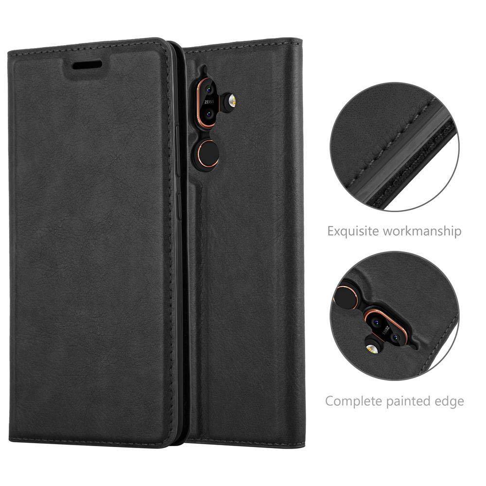 Cadorabo Hülle für Nokia 7 PLUS Schutz Hülle in Schwarz Handyhülle Etui Case Cover Magnetverschluss