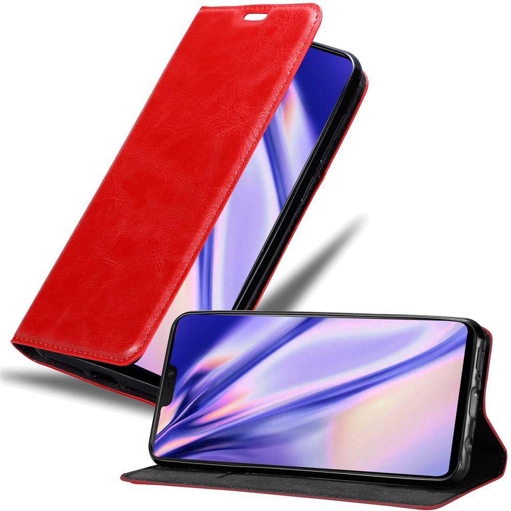Cadorabo Hülle für OnePlus 6 Schutz Hülle in Rot Handyhülle Etui Case Cover Magnetverschluss