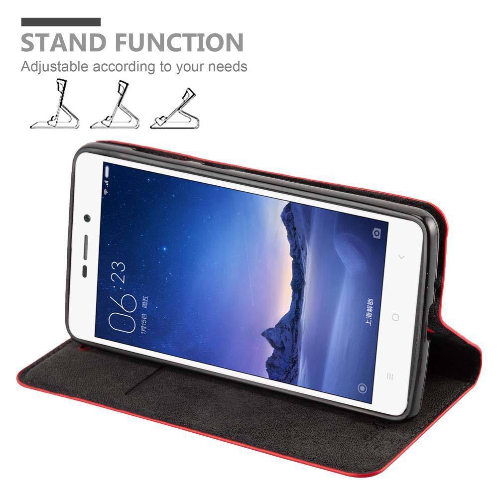 Cadorabo Hülle für Xiaomi RedMi 3S Schutz Hülle in Rot Handyhülle Etui Case Cover Magnetverschluss