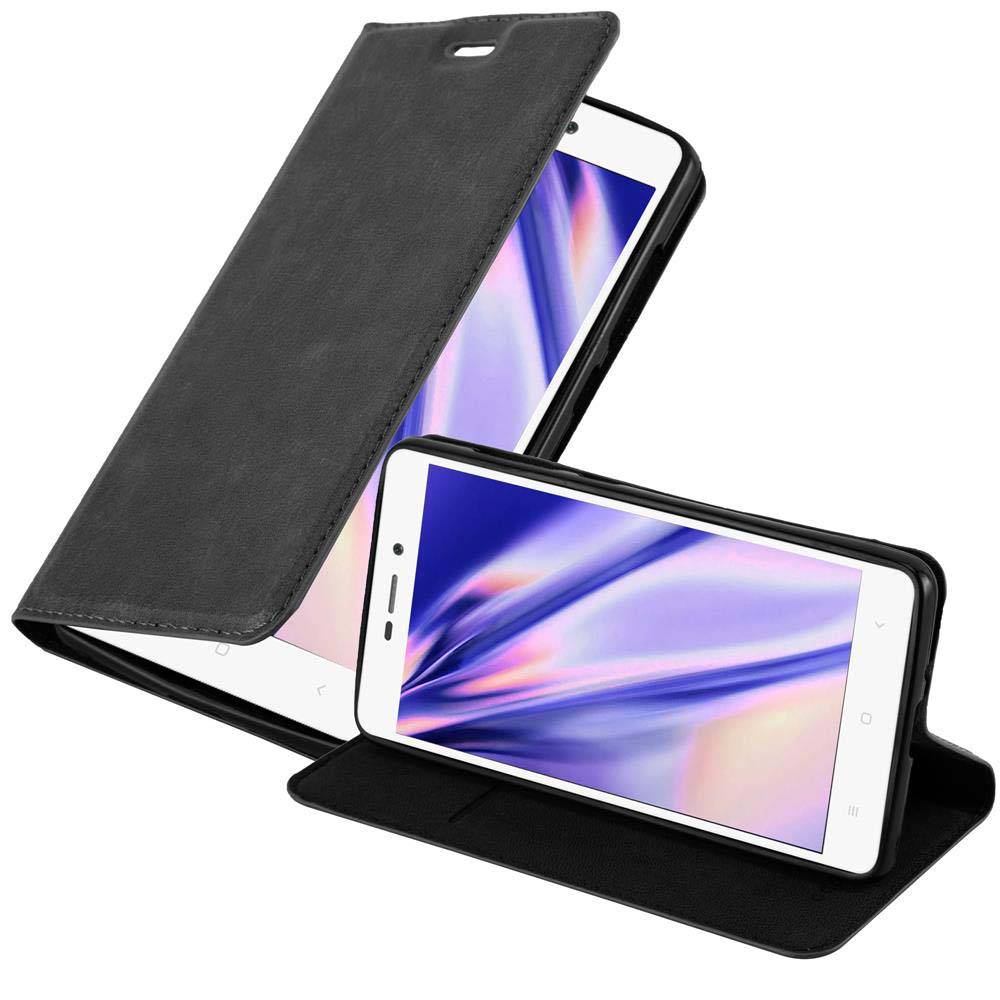 Cadorabo Hülle für Xiaomi RedMi 3S Schutz Hülle in Schwarz Handyhülle Etui Case Cover Magnetverschluss