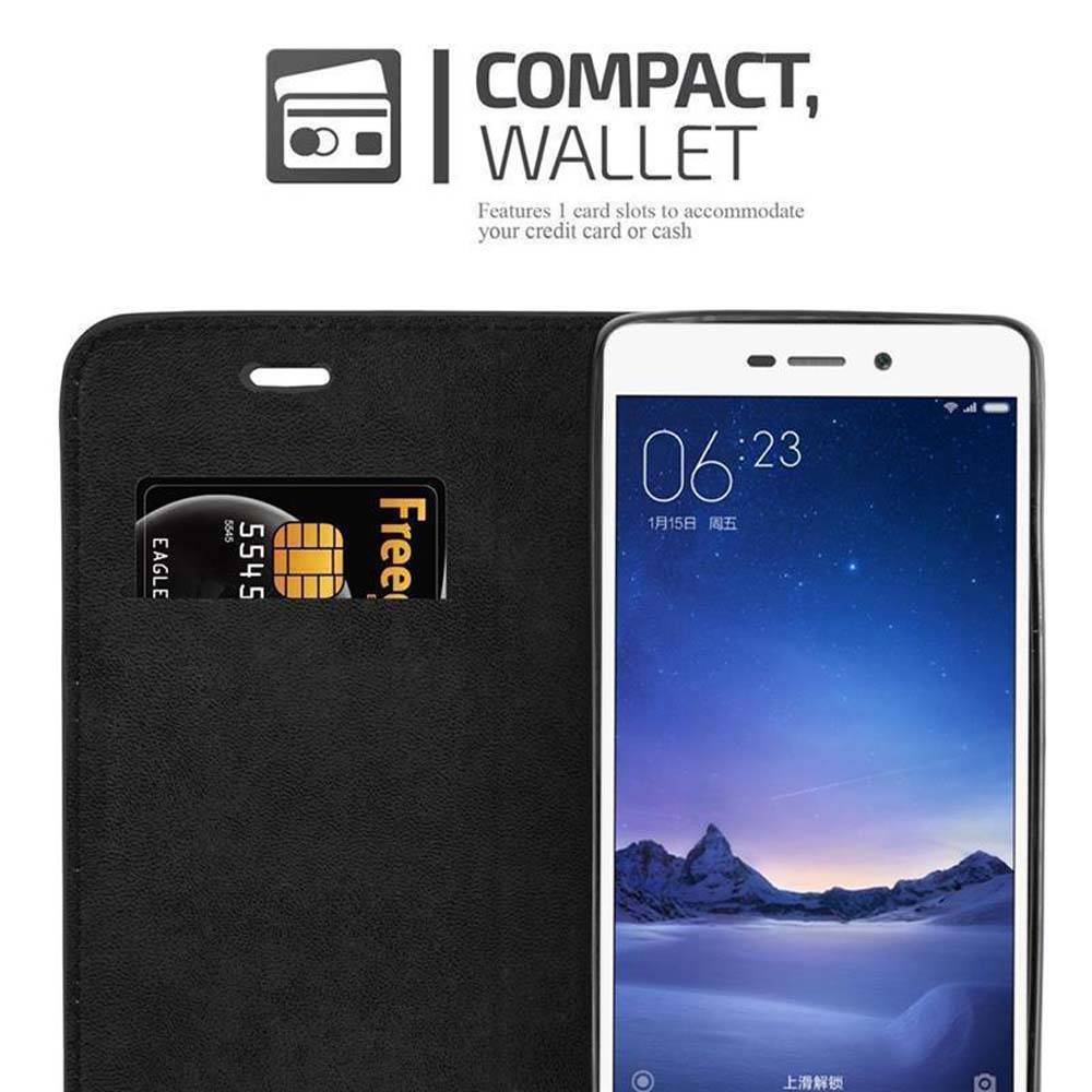Cadorabo Hülle für Xiaomi RedMi 3S Schutz Hülle in Schwarz Handyhülle Etui Case Cover Magnetverschluss