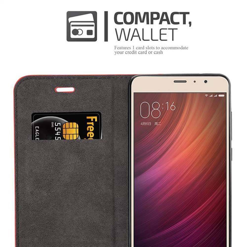 Cadorabo Hülle für Xiaomi RedMi PRO Schutz Hülle in Rot Handyhülle Etui Case Cover Magnetverschluss