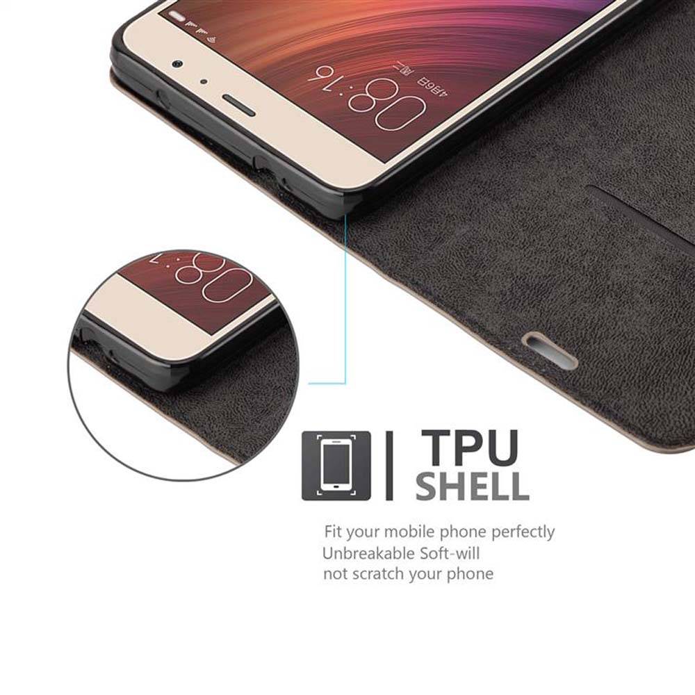 Cadorabo Hülle für Xiaomi RedMi PRO Schutz Hülle in Braun Handyhülle Etui Case Cover Magnetverschluss