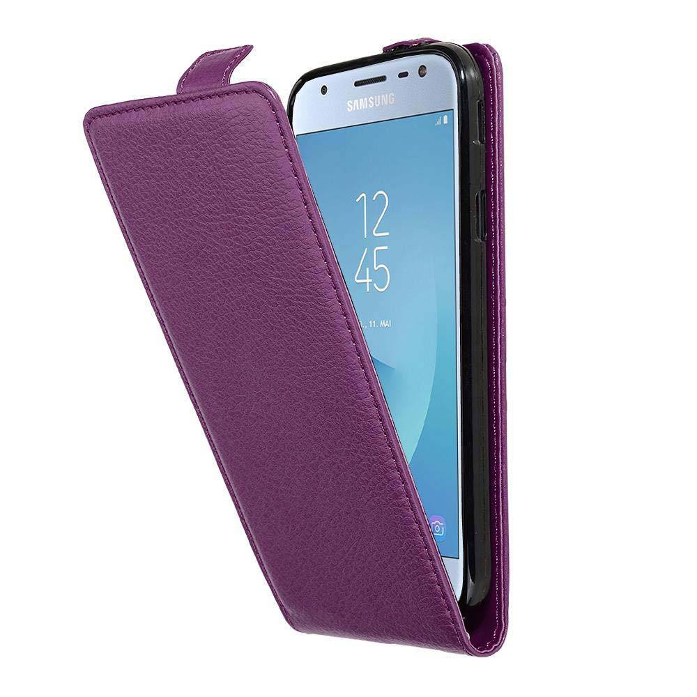 Cadorabo Schutzhülle für Samsung Galaxy J3 2017 Hülle in Lila Flip Etui Handyhülle Case Cover Kunstleder