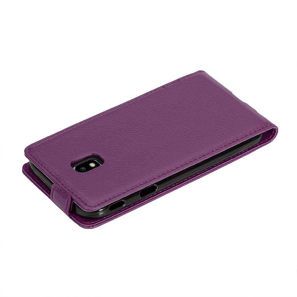Cadorabo Schutzhülle für Samsung Galaxy J3 2017 Hülle in Lila Flip Etui Handyhülle Case Cover Kunstleder
