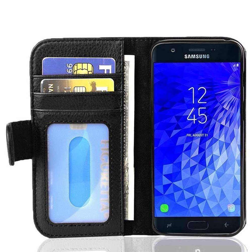 Cadorabo Hülle für Samsung Galaxy J7 2017 in Schwarz Backcover Handy Schutz Hülle Book Case Booklet Kartenfächer