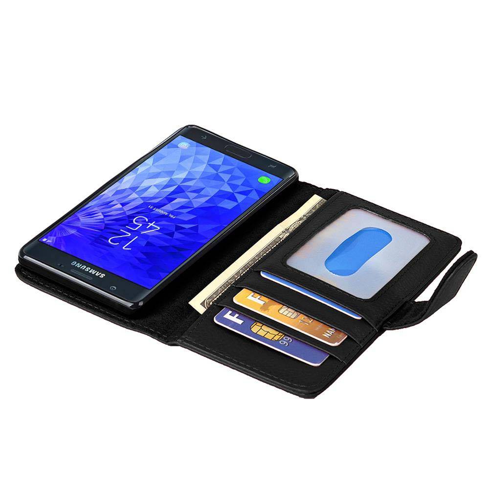 Cadorabo Hülle für Samsung Galaxy J7 2017 in Schwarz Backcover Handy Schutz Hülle Book Case Booklet Kartenfächer