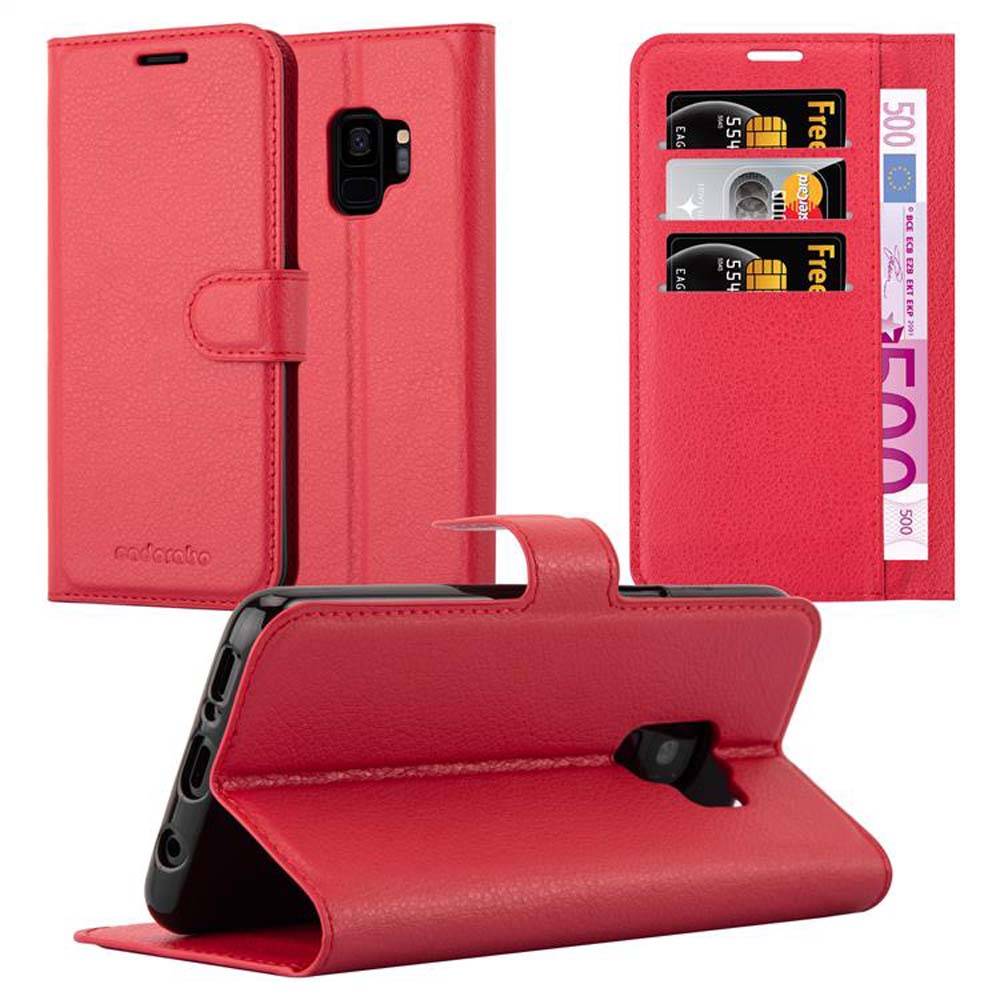 Cadorabo Hülle für Samsung Galaxy S9 Schutz Hülle in Rot Handyhülle Etui Case Cover Magnetverschluss