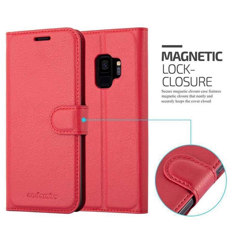 Cadorabo Hülle für Samsung Galaxy S9 Schutz Hülle in Rot Handyhülle Etui Case Cover Magnetverschluss
