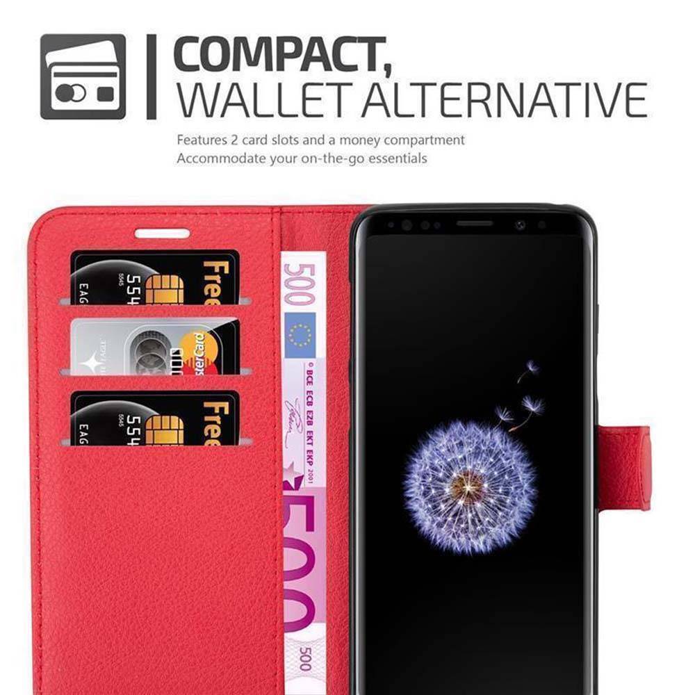 Cadorabo Hülle für Samsung Galaxy S9 Schutz Hülle in Rot Handyhülle Etui Case Cover Magnetverschluss
