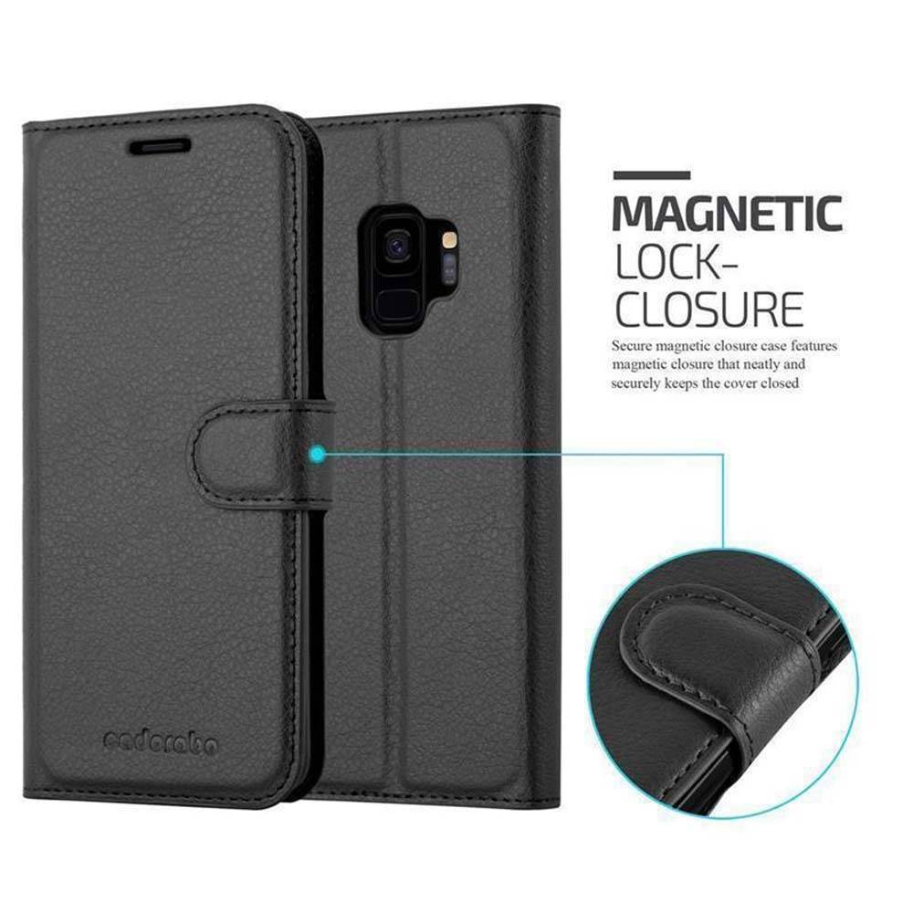 Cadorabo Hülle für Samsung Galaxy S9 Schutz Hülle in Schwarz Handyhülle Etui Case Cover Magnetverschluss