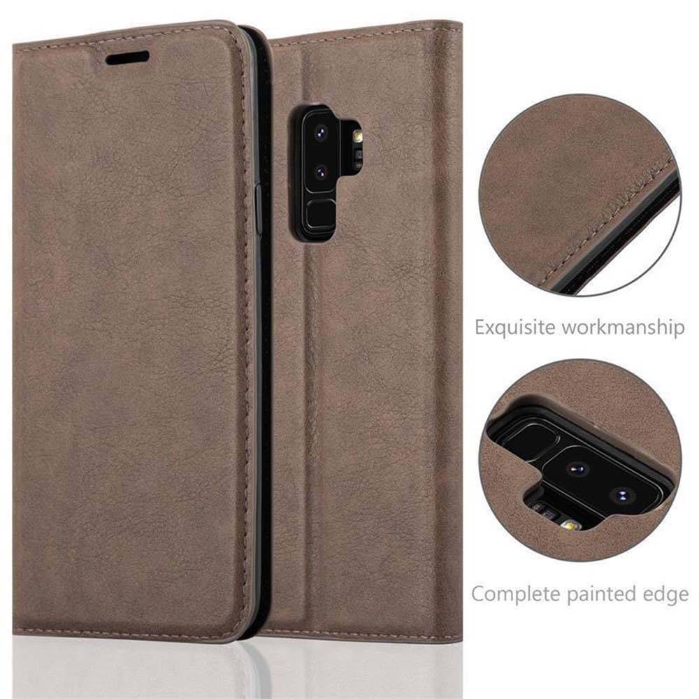 Cadorabo Hülle für Samsung Galaxy S9 PLUS Schutz Hülle in Braun Handyhülle Etui Case Cover Magnetverschluss