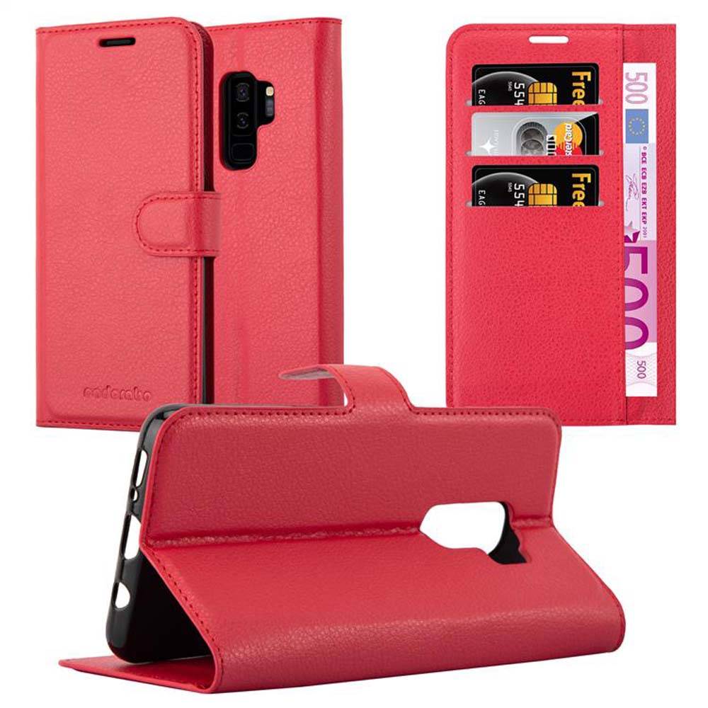 Cadorabo Hülle für Samsung Galaxy S9 PLUS Schutz Hülle in Rot Handyhülle Etui Case Cover Magnetverschluss
