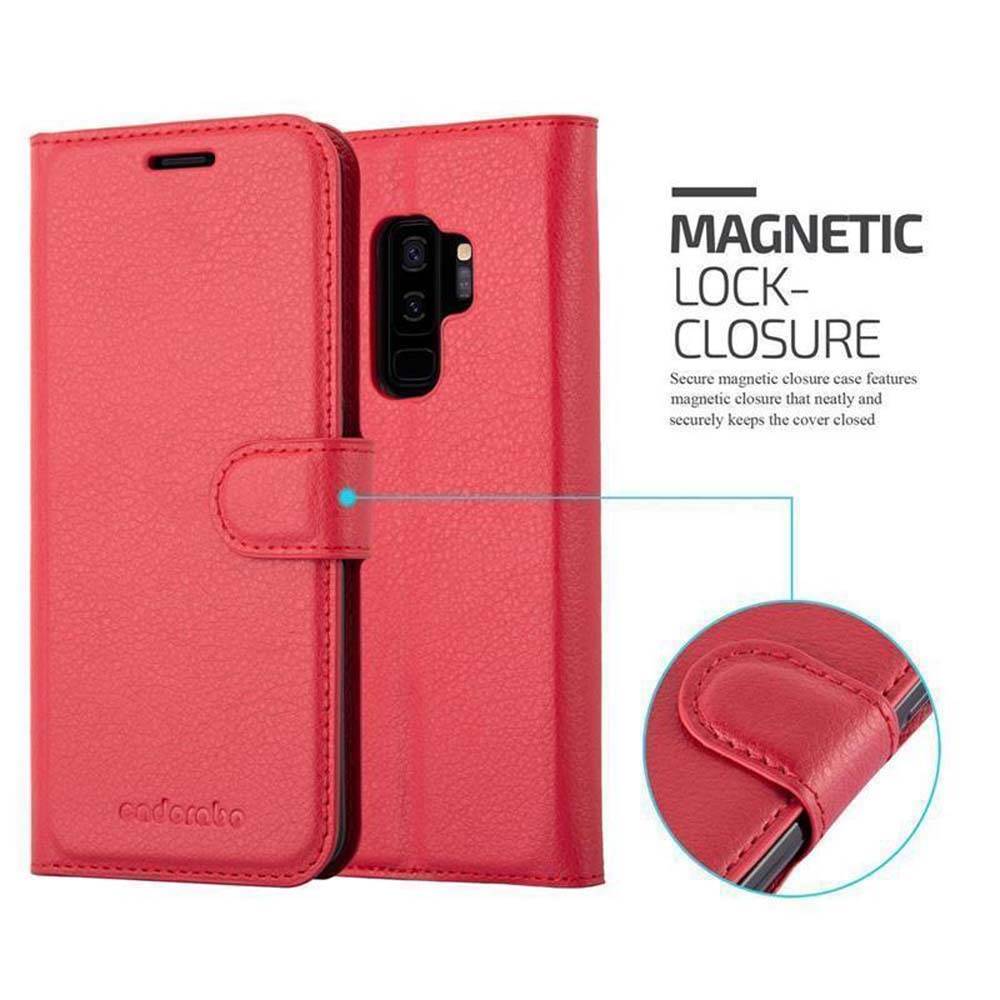Cadorabo Hülle für Samsung Galaxy S9 PLUS Schutz Hülle in Rot Handyhülle Etui Case Cover Magnetverschluss